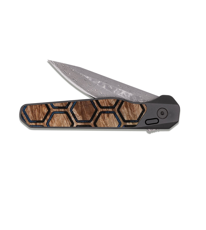 EDC Dark Damascus Wood Pocket Knife - Savanah (Pattern, 814564)