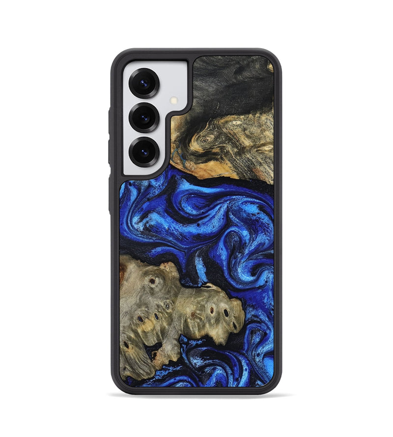 Galaxy S25 Wood Phone Case - Dahlia (Blue, 814569)