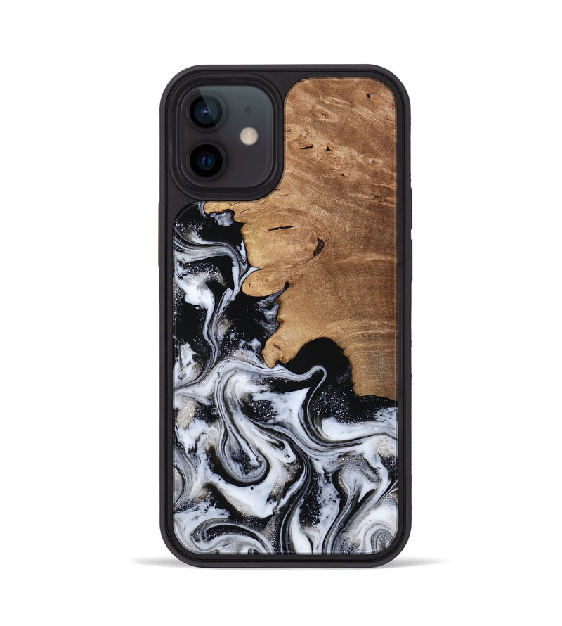 iPhone 12 Wood Phone Case - Chantal (Black & White, 814608)