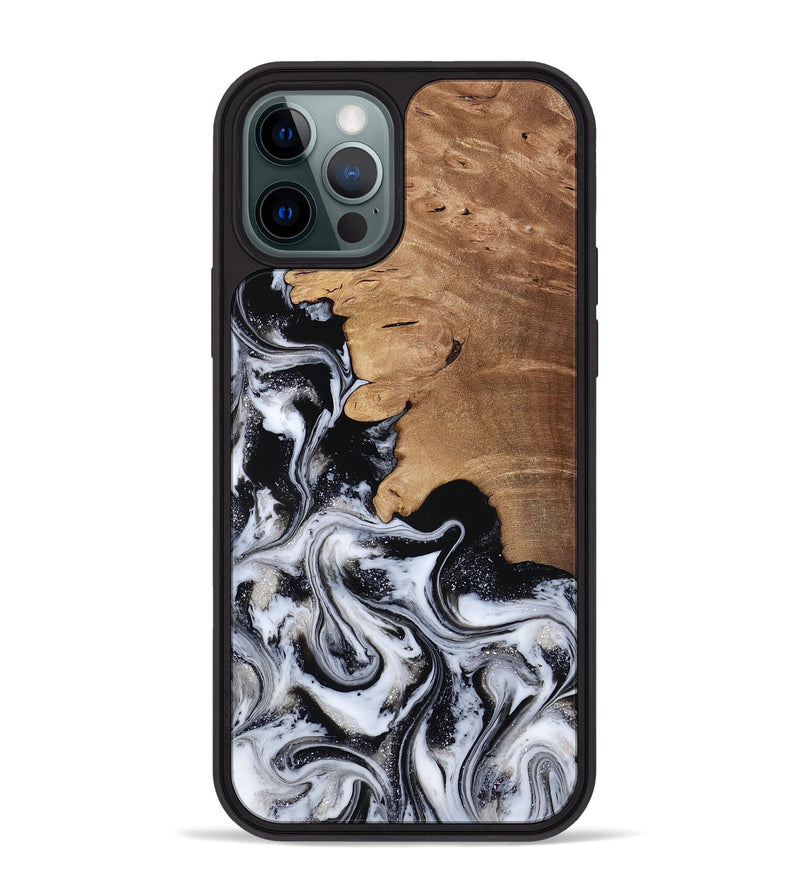 iPhone 12 Pro Max Wood Phone Case - Chantal (Black & White, 814608)