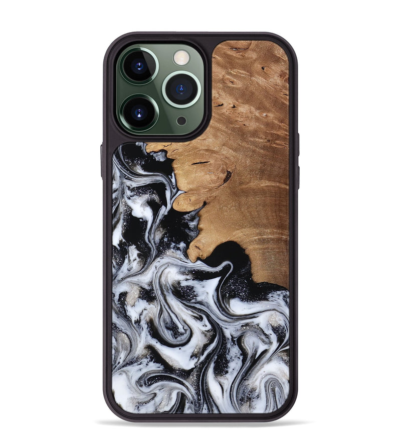 iPhone 13 Pro Max Wood Phone Case - Chantal (Black & White, 814608)