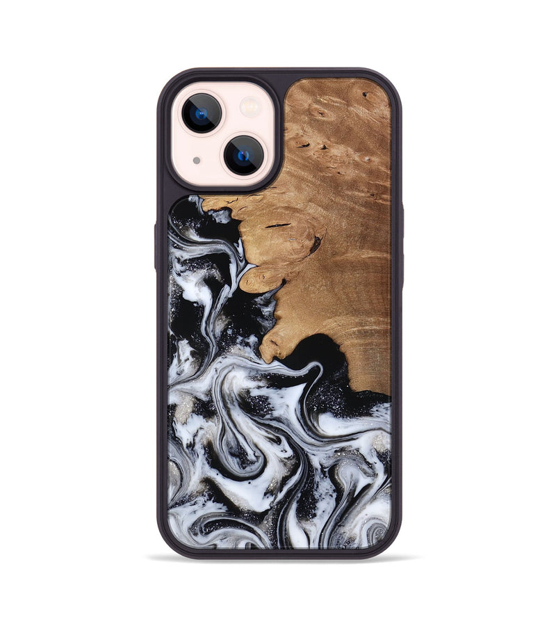 iPhone 14 Wood Phone Case - Chantal (Black & White, 814608)