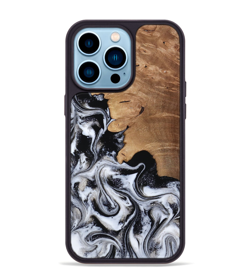 iPhone 14 Pro Max Wood Phone Case - Chantal (Black & White, 814608)