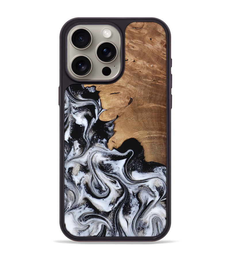 iPhone 15 Pro Max Wood Phone Case - Chantal (Black & White, 814608)