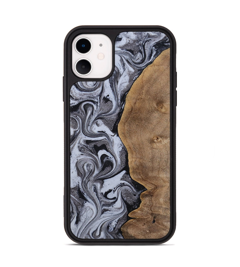 iPhone 11 Wood Phone Case - Agatha (Black & White, 814609)