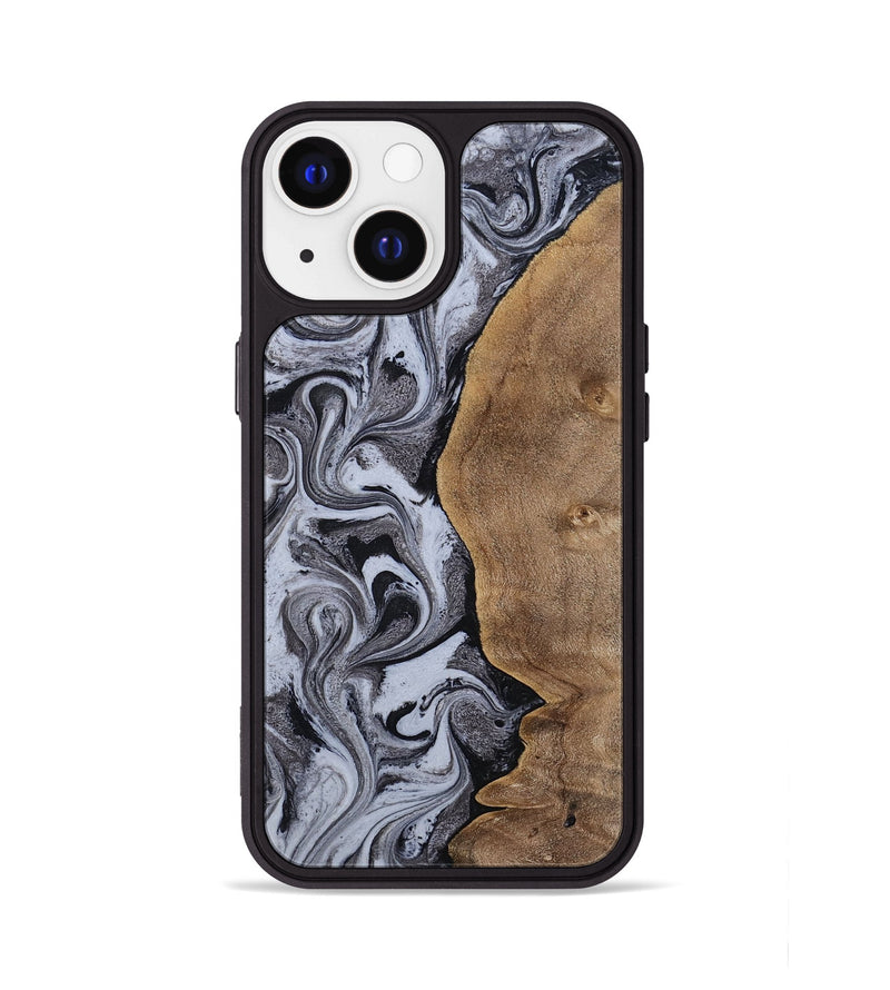 iPhone 13 Wood Phone Case - Agatha (Black & White, 814609)