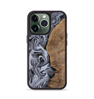iPhone 13 Pro Wood Phone Case - Agatha (Black & White, 814609)
