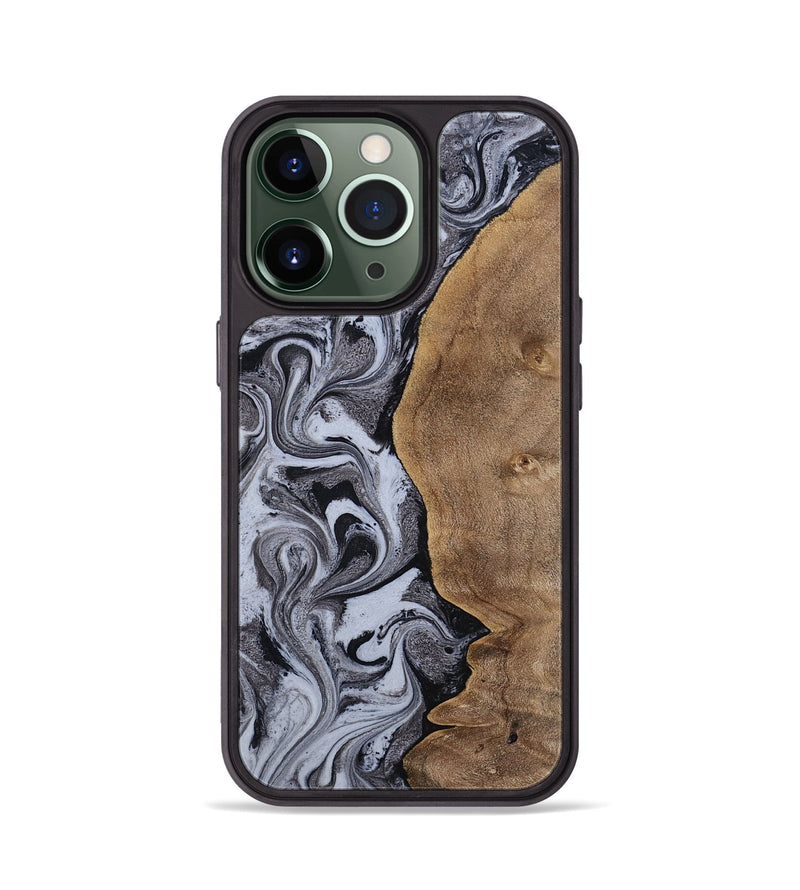 iPhone 13 Pro Wood Phone Case - Agatha (Black & White, 814609)