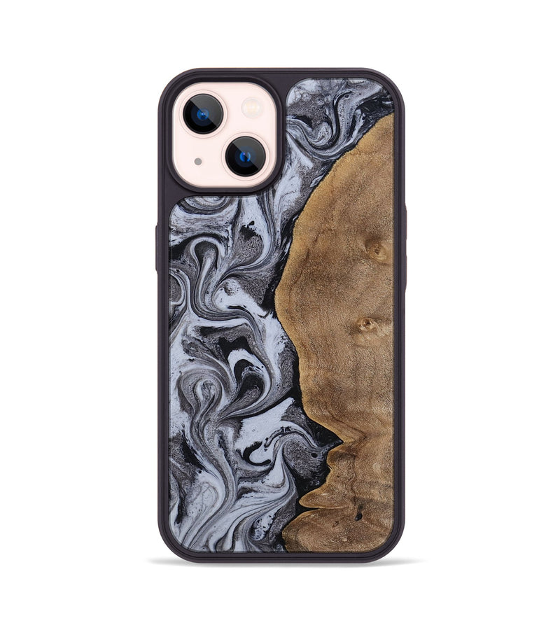 iPhone 14 Wood Phone Case - Agatha (Black & White, 814609)