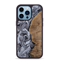 iPhone 14 Pro Max Wood Phone Case - Agatha (Black & White, 814609)