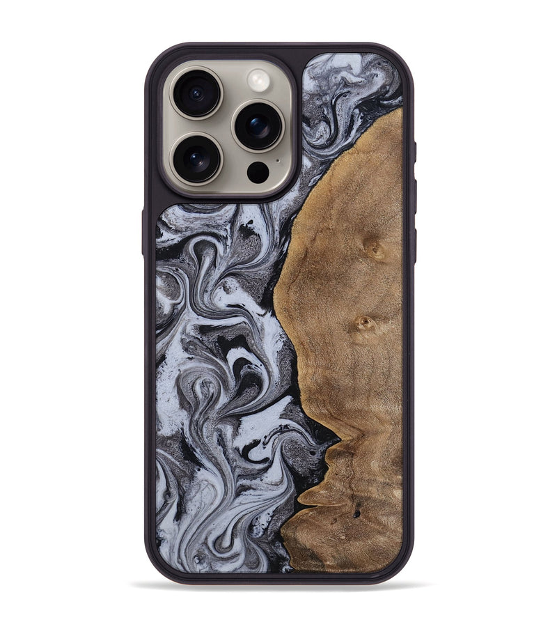 iPhone 15 Pro Max Wood Phone Case - Agatha (Black & White, 814609)