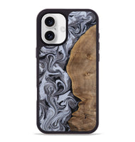 iPhone 16 Plus Wood Phone Case - Agatha (Black & White, 814609)