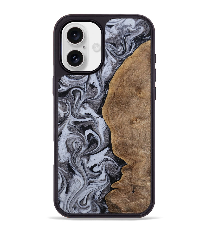 iPhone 16 Plus Wood Phone Case - Agatha (Black & White, 814609)