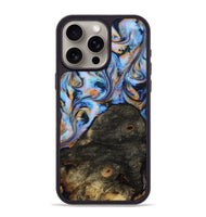 iPhone 15 Pro Max Wood Phone Case - Tommy (Teal & Gold, 814626)