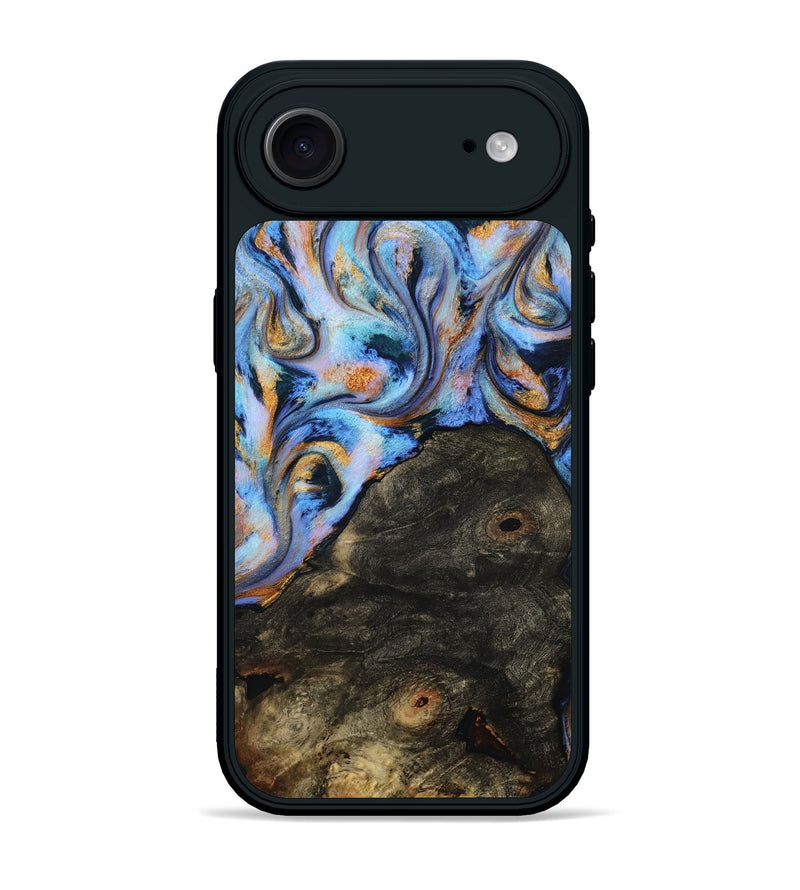 iPhone 17 Air Wood Phone Case - Tommy (Teal & Gold, 814626)