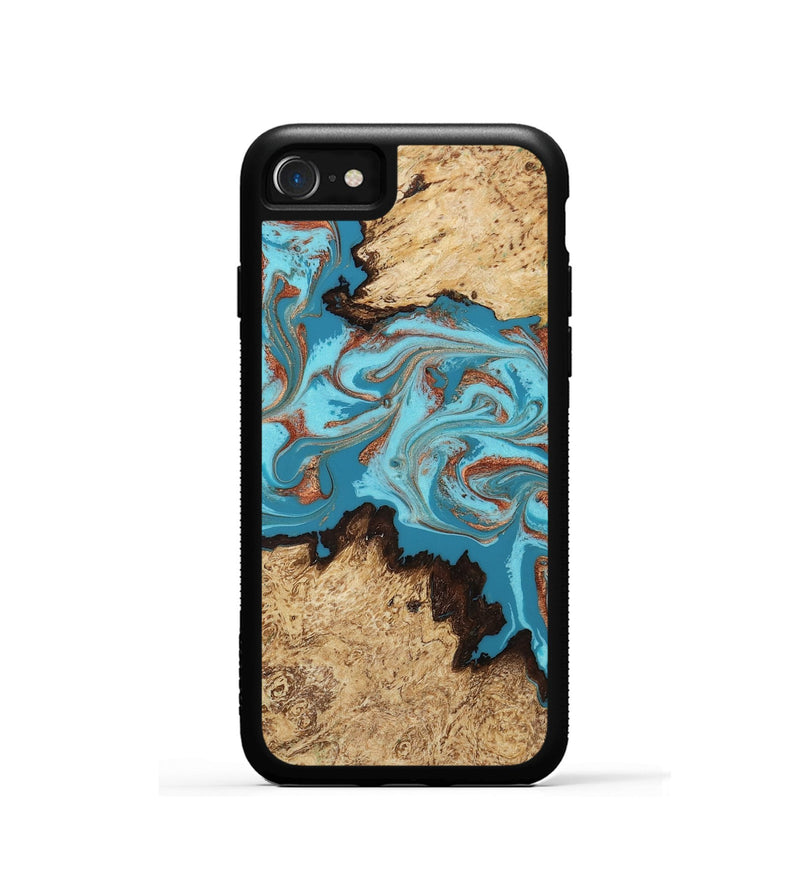 iPhone SE Wood Phone Case - Levy (Teal & Gold, 814627)