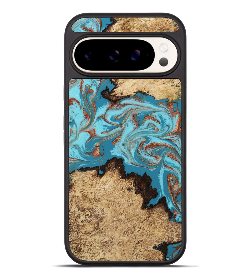 Pixel 9 Pro XL Wood Phone Case - Levy (Teal & Gold, 814627)