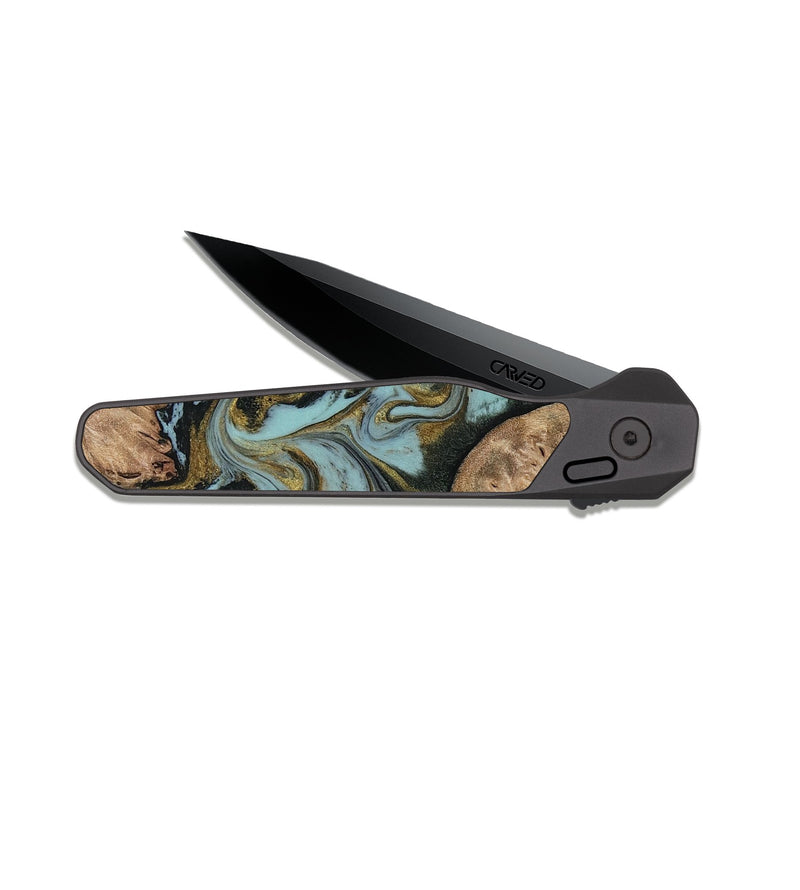 EDC Dark Slate Wood Pocket Knife - Mareli (Green, 814657)
