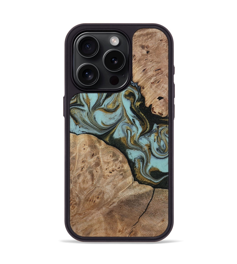 iPhone 15 Pro Wood Phone Case - Mareli (Green, 814657)