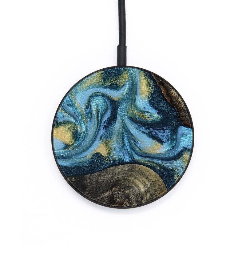 Circle Wood Wireless Charger - Alize (Teal & Gold, 814700)