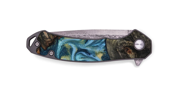 EDC Wood Pocket Knife - Alize (Teal & Gold, 814700)