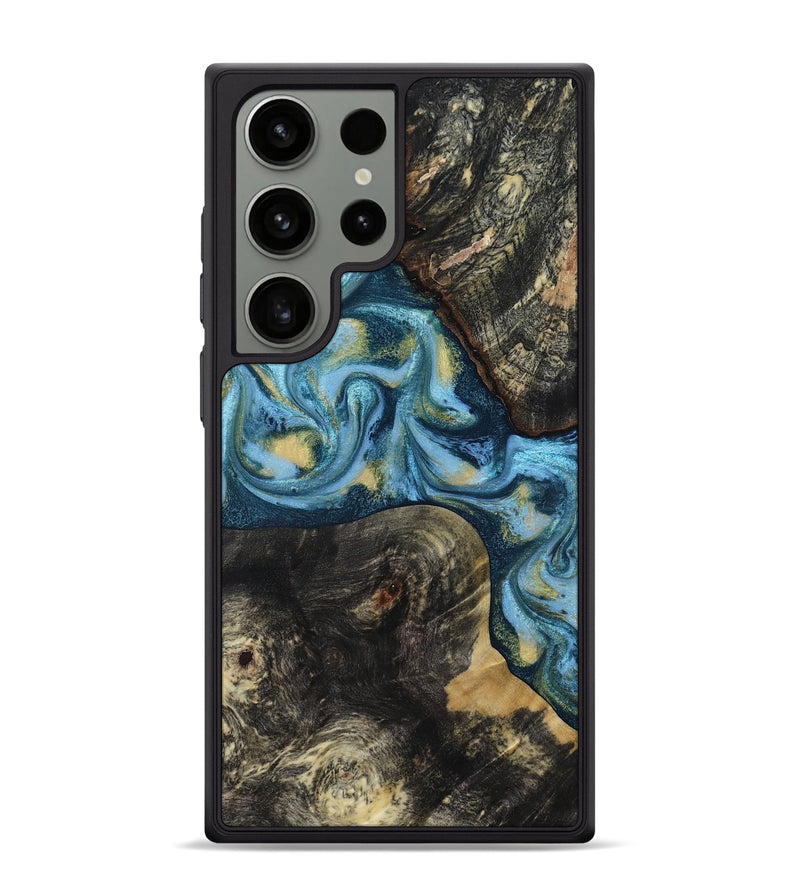 Galaxy S24 Ultra Wood Phone Case - Alize (Teal & Gold, 814700)