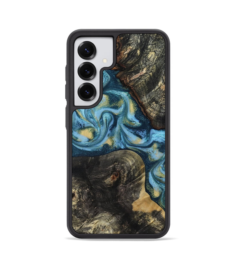 Galaxy S25 Wood Phone Case - Alize (Teal & Gold, 814700)