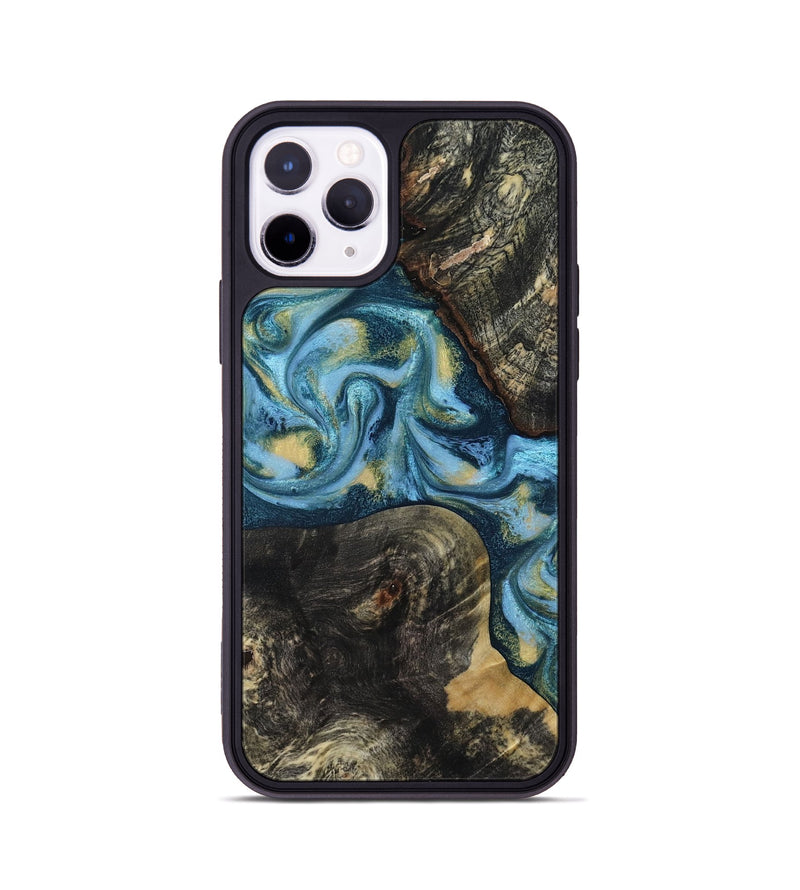 iPhone 11 Pro Wood Phone Case - Alize (Teal & Gold, 814700)