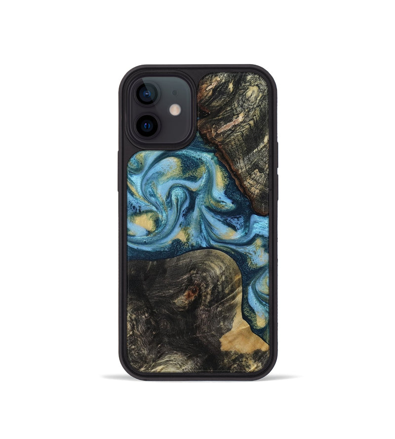 iPhone 12 mini Wood Phone Case - Alize (Teal & Gold, 814700)