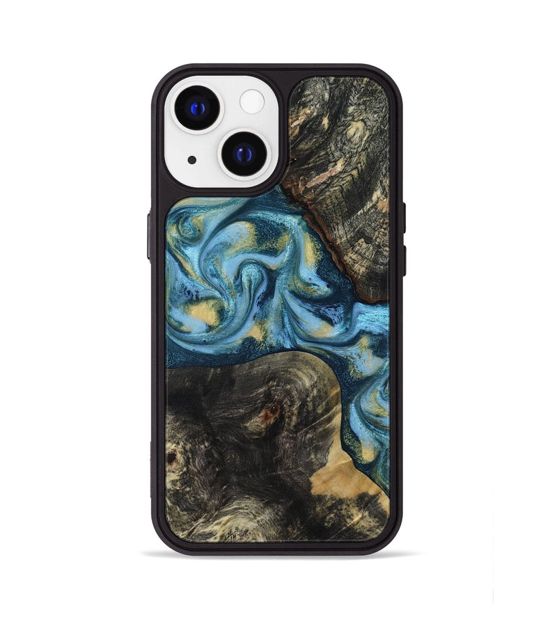 iPhone 13 Wood Phone Case - Alize (Teal & Gold, 814700)