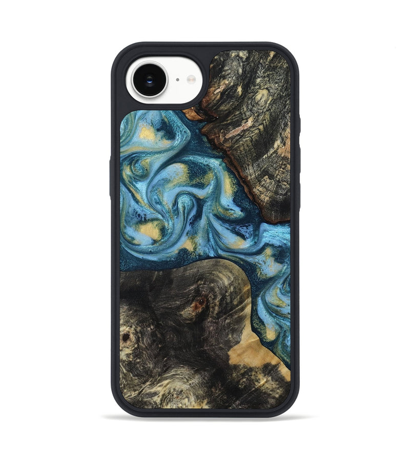 iPhone 17e Wood Phone Case - Alize (Teal & Gold, 814700)