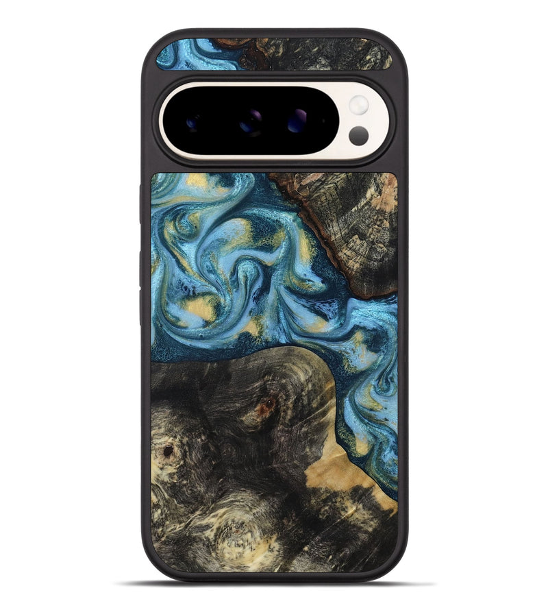 Pixel 9 Pro XL Wood Phone Case - Alize (Teal & Gold, 814700)