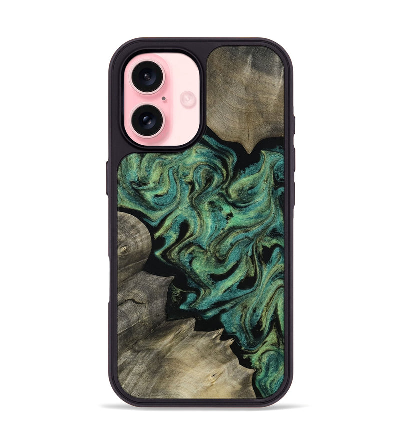 iPhone 16 Wood Phone Case - Zona (Green, 814703)