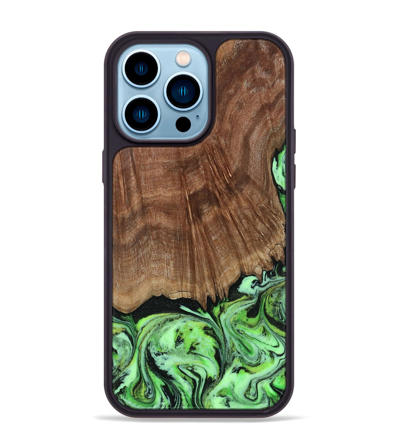 iPhone 14 Pro Max Wood Phone Case - Lynda (Green, 814705)