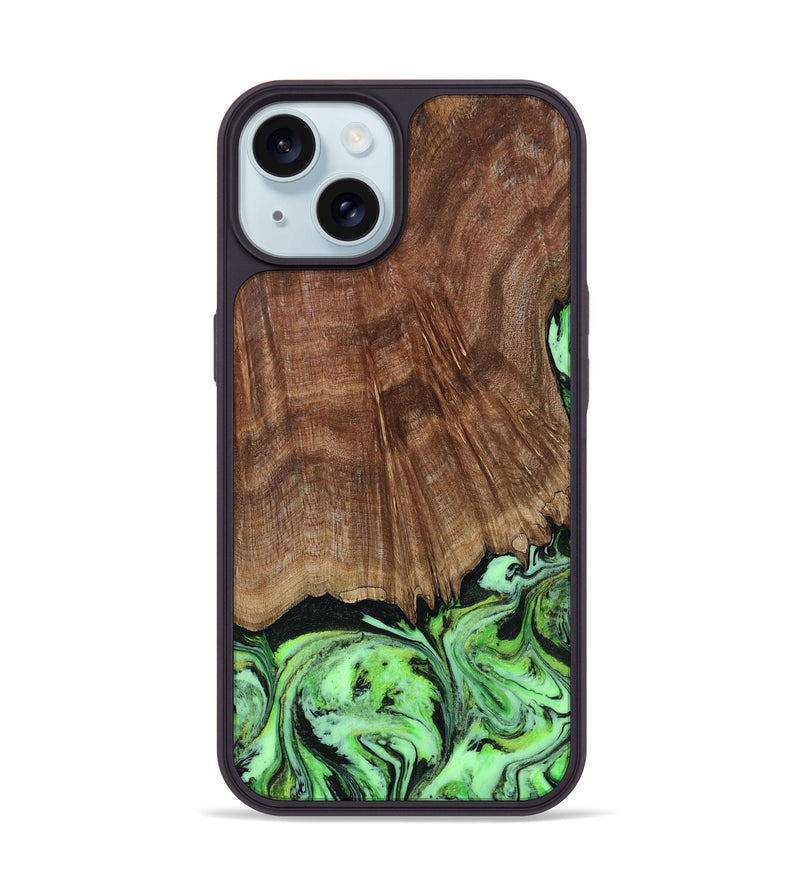 iPhone 15 Wood Phone Case - Lynda (Green, 814705)