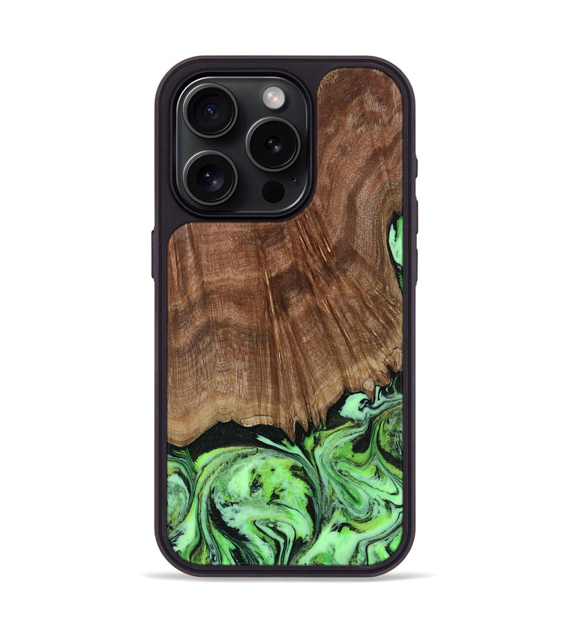iPhone 15 Pro Wood Phone Case - Lynda (Green, 814705)