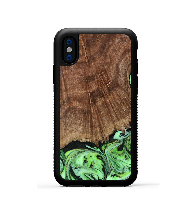 iPhone Xs Wood Phone Case - Lynda (Green, 814705)