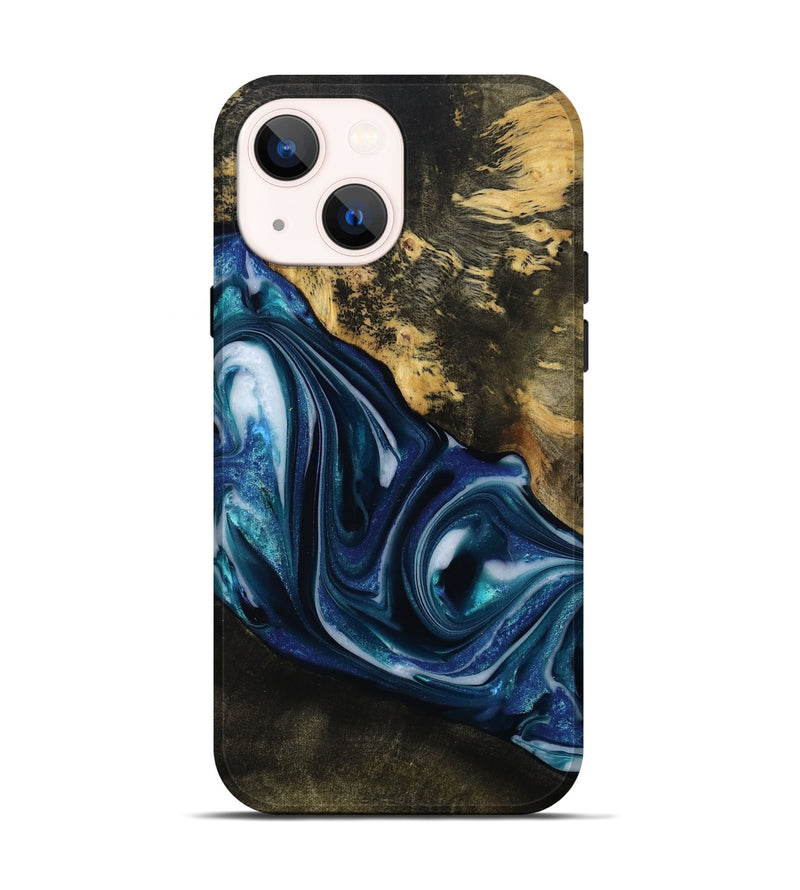iPhone 14 Wood Live Edge Phone Case - Oswaldo (Blue, 814782)