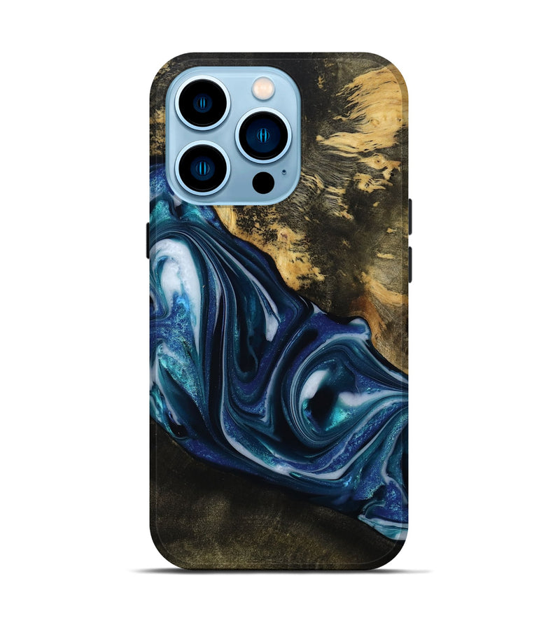 iPhone 14 Pro Wood Live Edge Phone Case - Oswaldo (Blue, 814782)