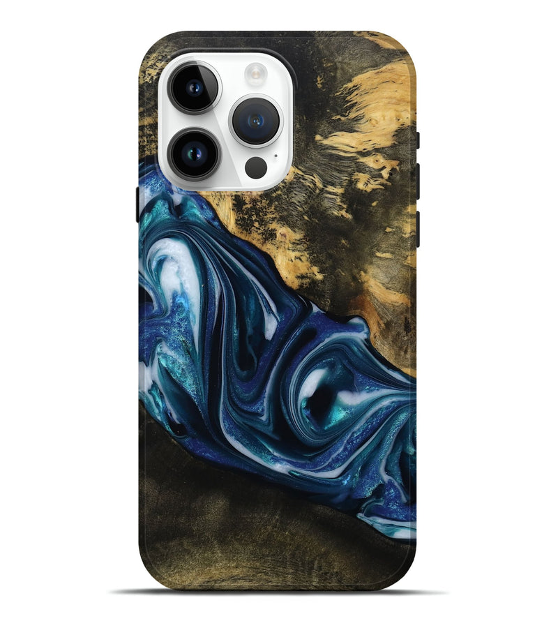 iPhone 15 Pro Max Wood Live Edge Phone Case - Oswaldo (Blue, 814782)