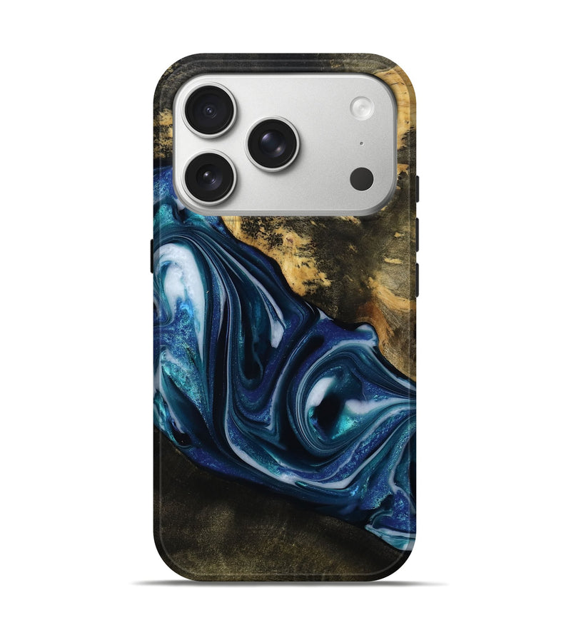 iPhone 17 Pro Wood Live Edge Phone Case - Oswaldo (Blue, 814782)