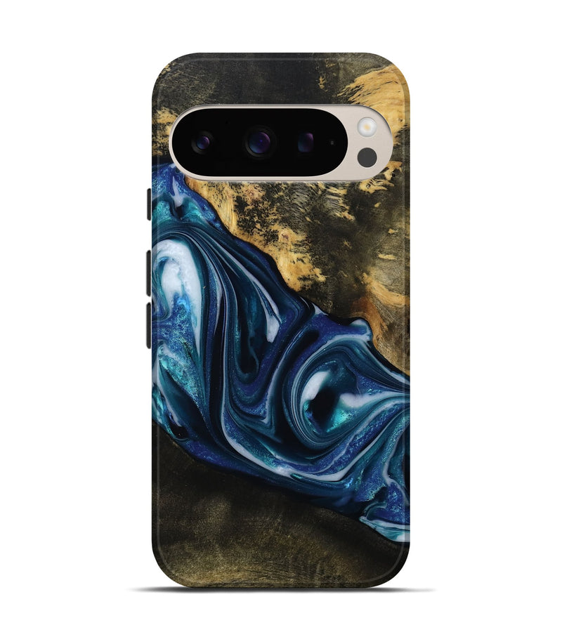Pixel 9 Wood Live Edge Phone Case - Oswaldo (Blue, 814782)