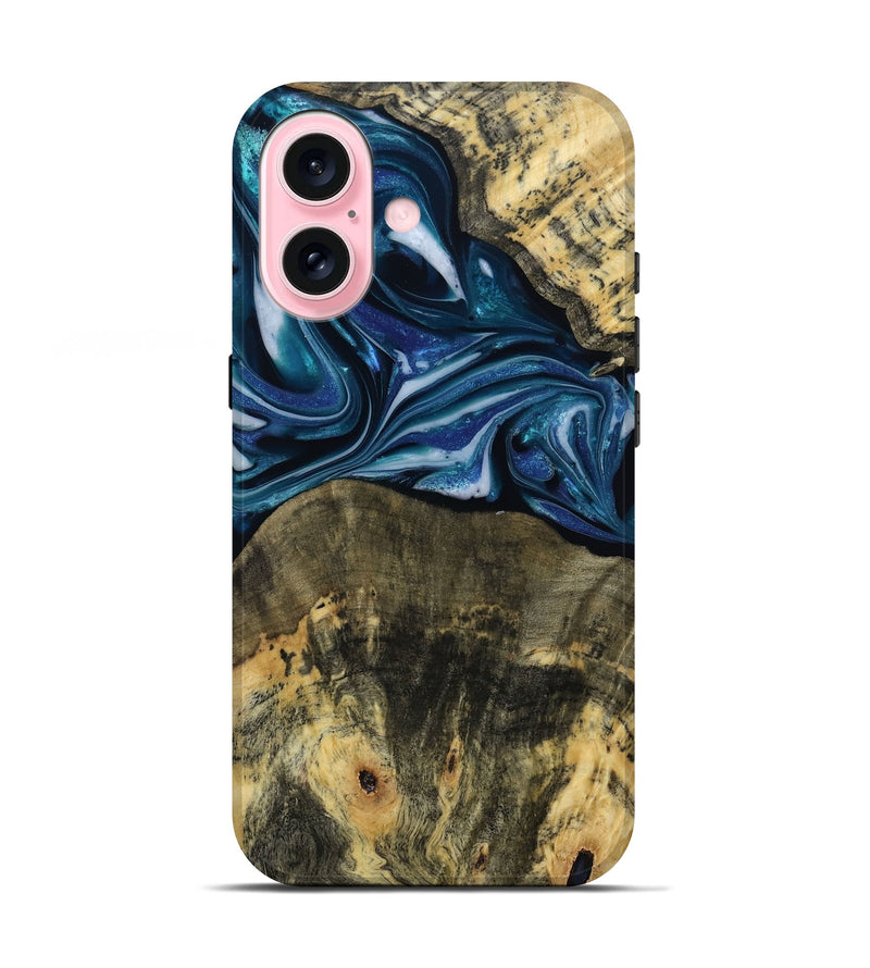 iPhone 17 Wood Live Edge Phone Case - Leo (Blue, 814784)