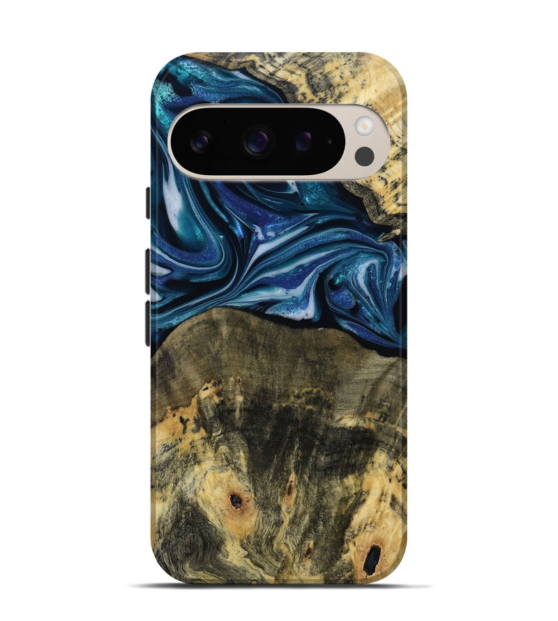 Pixel 9 Wood Live Edge Phone Case - Leo (Blue, 814784)