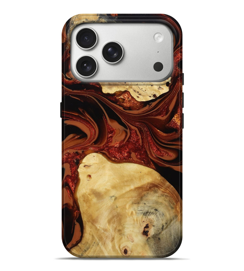 iPhone 17 Pro Max Wood Live Edge Phone Case - Kristal (Red, 814785)