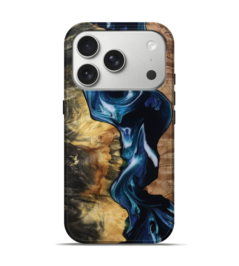 iPhone 17 Pro Wood Live Edge Phone Case - Lashawn (Blue, 814793)