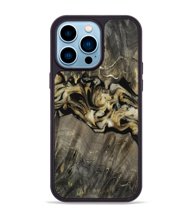 iPhone 14 Pro Max Wood Phone Case - Angeles (Black & White, 814794)