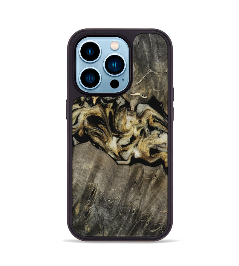 iPhone 14 Pro Wood Phone Case - Angeles (Black & White, 814794)