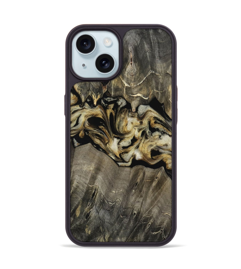 iPhone 15 Wood Phone Case - Angeles (Black & White, 814794)