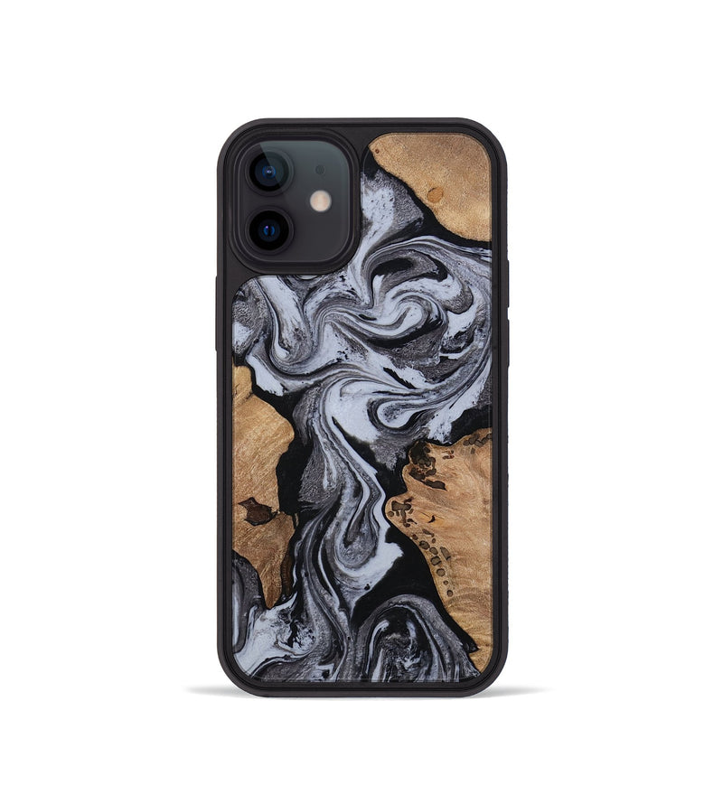 iPhone 12 mini Wood Phone Case - Clem (Black & White, 814795)